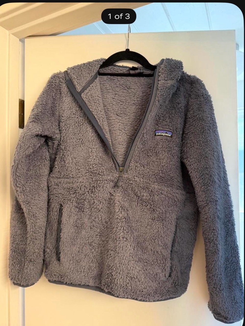 Patagonia Plush Hooded Fleece Jacket in Heather Gray
